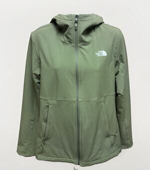 The North Face WindWall Womens Medium Hooded Jacket Green Fleece Lined Full Zip